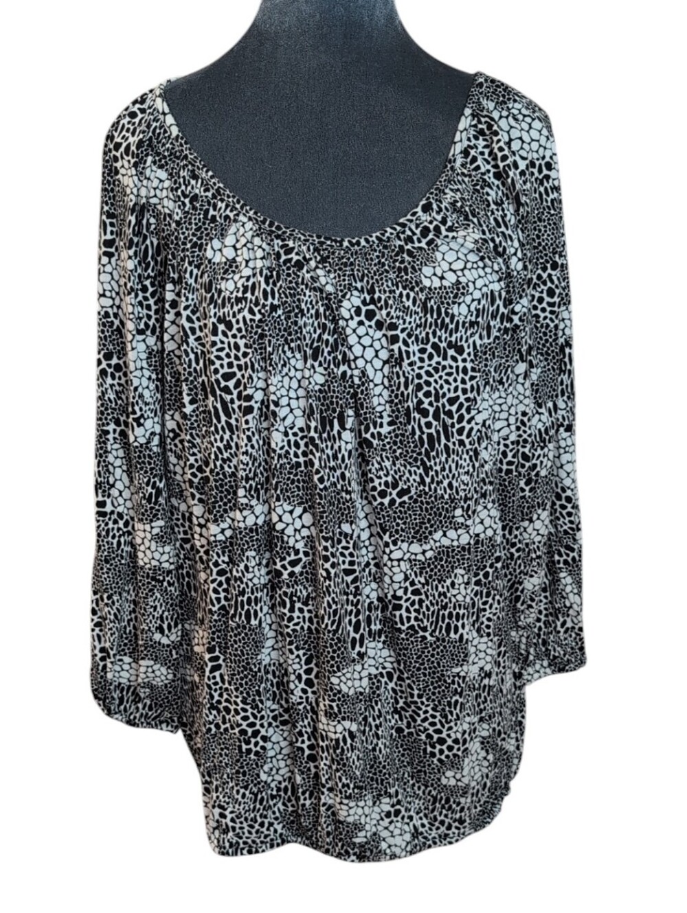 Michael Kors Black & white Snake Print 3/4 Sleeve Blouse Size 1X